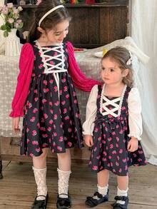 LMoss Kids LMoss 女婴撞色碎花方领休闲连衣裙，可爱复古风，长袖设计，适合日常穿着、派对、生日聚会等场合。 - 彩色 - 查看 5