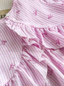 女童无袖荷叶边露背长裤夏季套装 - 粉色 - 查看 5