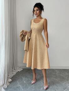 Elenzga Bộ trang phục nữ mùa thu sớm hẹn hò, phù hợp cho mùa tựu trường, trang phục giáo viên, phong cách Trung Đông, thanh lịch trưởng thành, công sở, thường ngày, kiểu Pháp sang trọng, ngọt ngào, phong cách Hàn Quốc, đính cườm tinh tế, bộ 2 mảnh gồm váy chữ A thắt eo và áo khoác ngắn, váy dài ngang gối, màu hồng. - Màu Mù tạt vàng - Xem 4