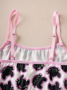 SHEIN How to Train Your Dragon 4pcs Tween Girl Cartoon Print Seamless Comfortable Underwear - Pink - View 4