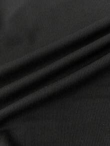 SHEIN 少女纯色星形图案褶皱吊带背心，适合休闲穿着 - 黑色 - 查看 8