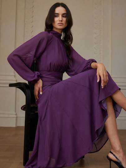 Aveloria Rosie Women's Fashion Lantern Sleeve Casual Elegant French Style Long Sleeve Dress