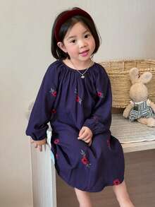DAZY 女嬰花卉印花休閒舒適居家服幼兒 - 紫色 - 查看 4