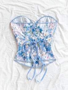 Soleia Débardeur moulant à boutons devant avec motif floral jacquard pour femmes - Multicolore - Voir 2