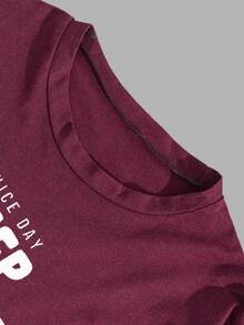 EURMUSE Men's Casual Comfortable Printed Long Sleeve T-Shirt And Pants Pajama Set - Burgundy - View 7