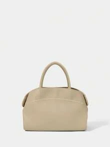 SHECARRY Bolsos de mano de unicolor de moda para mujer - Beis - Ver 8