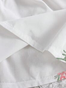 SHEIN 女婴休闲花卉刺绣无袖连衣裙，夏季 - 白色 - 查看 7