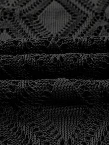 Manfinity Homme Men's Geometric Pattern Short Sleeve Casual Knit Top - Black - View 3