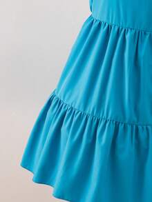 SHEIN Elladie kids Bộ váy hai mảnh in hình bướm nhiều màu sắc dành cho bé gái tuổi teen, màu xanh dương. - Màu xanh ngọc - Xem 5