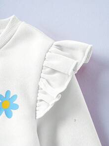 SHEIN | PAW Patrol 2pcs Young Girl Cartoon Cute Puppy Print Pink Knit Loose Sweatshirt And Floral All-Over Print Flared Pants Set, Autumn/Winter - Pink - View 6