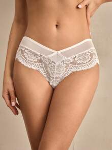 Charlaine Plain White Lace Underwear Design For Women - White - View 3
