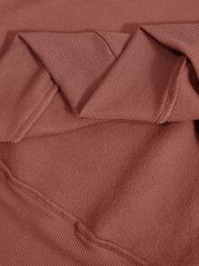 Rusticease Plus Size Casual Solid Color Sweatshirt And Sweatpants 2 Pieces Set, Autumn/Winter/Summer/Spring/Vacation - Rust Brown - View 5