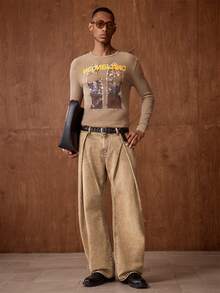 AKNOTIC Men's Woven Casual Loose Straight Leg Pants, Fashionable Daily Wear - Rust Brown - View 6