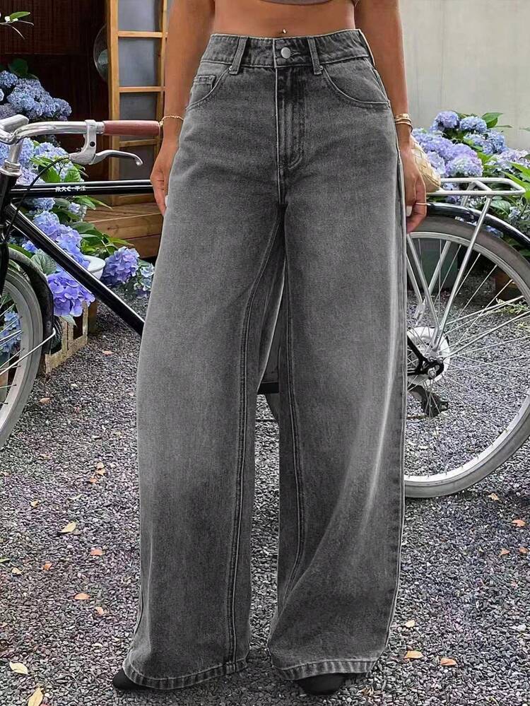 Women's Low-Waist Straight Leg Jeans, Casual Street Style City Wear