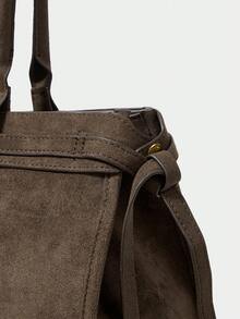 SHECARRY 女士休闲大容量麂皮单肩包，配有肩带，适合日常通勤 - 咖啡 - 查看 5