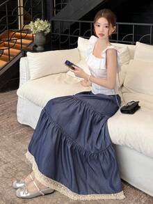 DAZY 女士休闲牛仔效果A字裙