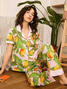 Chillnights 清爽夏日柠檬休闲睡衣套装，适合度假和户外活动穿着，女士家居服水果睡衣套装，夏季女士睡衣套装，家居服套装，夏季可爱睡衣套装，女士睡衣两件套 - 彩色 - 查看 6