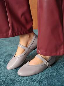 Rosivie Women's Casual Versatile Commute Simple Buckle Flat Shoes - Mauve Purple - View 5