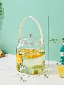 1 Set, Summer Household Cold Water Pitcher, With Faucet, Large Capacity, Refrigerator, Cold Water Pitcher, Fruit Tea Pitcher, Household Water And Beverage Container, Ice Water Cup For Juice. - Transparent - View 11