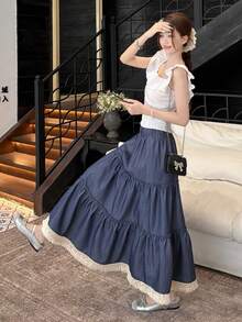 DAZY 女士休闲牛仔效果A字裙