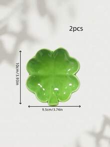 1/2/3件装，女士首饰托盘礼品，陶瓷首饰托盘，花卉图案，桌面多功能收纳盒，可存放化妆品和配饰，北欧风格三叶草和叶子形状的收纳盒，适合订婚、结婚、生日礼物 - 綠色 - 查看 3