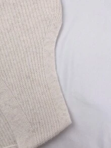 Franclia 大码V领无袖金属纽扣休闲优雅时尚百搭日常通勤女式针织背心，适合秋冬季女式毛衣白色开衫女士中性色女装冬季女式毛衣3D花朵上衣 - 杏色 - 查看 6