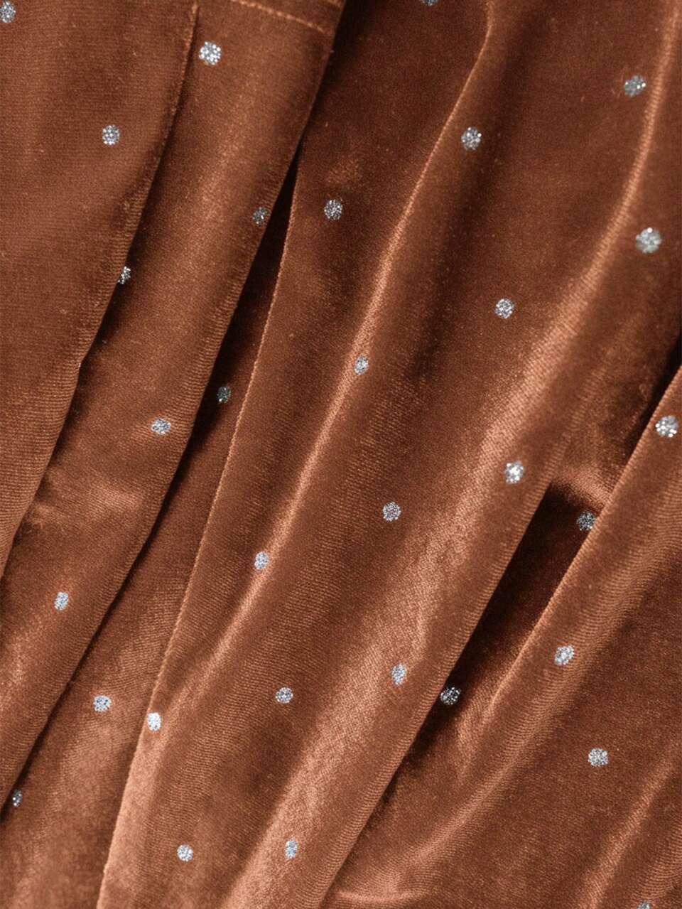 Plus Size Women Brown Polka Velvet Rhinestone Decor Round Neck Dress,Autumn Elegant Formal Sparkly Birthday New Year Valentine's Day Brown Dress