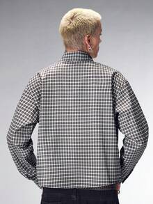 ROMWE MEN Men's Casual Long Sleeve Plaid Shirt, College Style - Multicolor - View 3