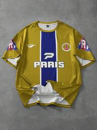 Manfinity Campus Court Camiseta casual de cuello redondo con estampado de color contrastante para hombres