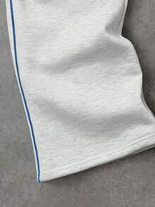 SUMWON Relaxed Fit Sweatpants With Blue Side Stripe Detail Elastic Waistband Drawstring Closure Fleece Material Casual Loungewear Comfort - Light Grey - View 3