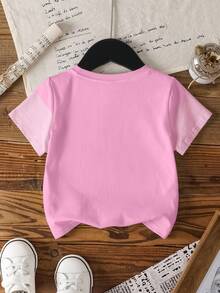 CoComelon X SHEIN Young Girl Casual Everyday Commute Cartoon Heart Print Short Sleeve T-Shirt, Summer - White - View 2