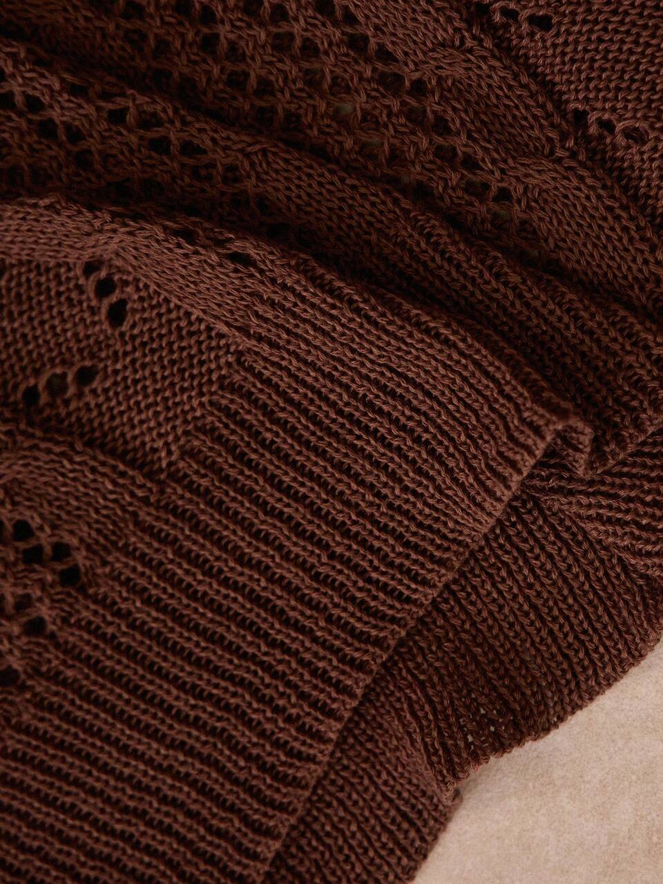 Men's Coffee Brown Hollow Short Sleeve Polo Neck Casual Knit Top,Button Up Knitted Sweater Crochet Shirt For Summer,Vacation