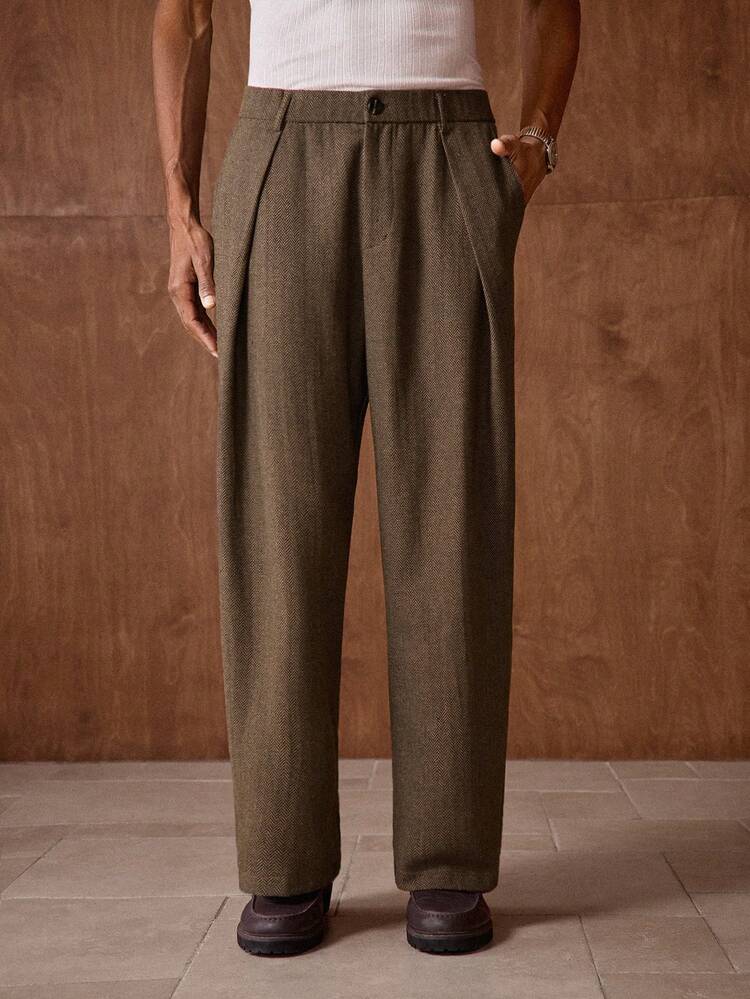 Men's Comfortable Loose Casual Pants, Versatile And For Everyday Wear Men's High Waisted Pants Flannel Formal Trousers For Men Men's Pleated Suit Pants Brown Dress Pants Men Linen