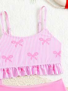 Bộ 3 món áo tắm in họa tiết cho bé gái, bán lẻ từng món. - Hồng - Xem 3