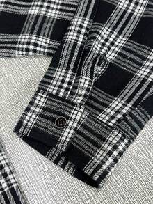 Manfinity Homme Áo sơ mi nam dài tay kẻ caro cài một hàng khuy, áo blazer nam thường ngày, áo khoác mùa hè nam, áo khoác đen trắng nam, áo sơ mi đen trắng nam, áo khoác kẻ caro nam. - Đen và trắng - Xem 3