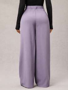 Radiana 女士简约时尚灰紫色阔腿裤，适合通勤，高腰修身设计，是春夏的理想之选。 - 淺灰紫 - 查看 2
