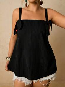 Travachic Plus Size Women Black Cherry Decor Camisole Top - Black - View 1