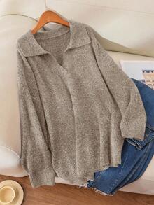 CosyJoli 大码女式纯色简约日常高领长袖毛衣