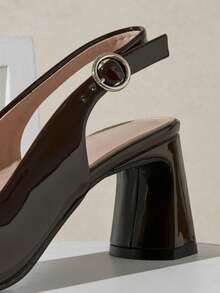 SHUZIA 女士新款复古优雅后系带高跟鞋 - 巧克力棕 - 查看 7