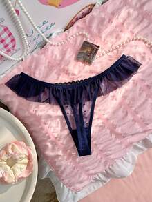 PetitDoll 1pc Women's Ruffled Sexy Thong Panty - Royal Blue - View 2