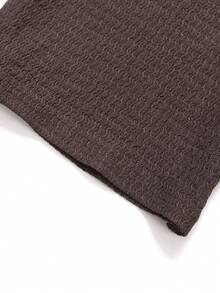 SHEIN Tween Girls Ribbed Floral T-Shirt & Leggings 2 Pieces Set, Casual Daily Fashion Versatile - Khaki - View 3