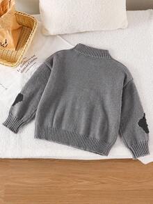 SHEIN Emery Rose Kids Suéter informal con estampado floral pequeño para niña en otoño/invierno - Negro - Ver 3