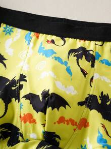 SHEIN How to Train Your Dragon Tween Boy Dragon Print Contrast Trim Trunks - Multicolor - View 5