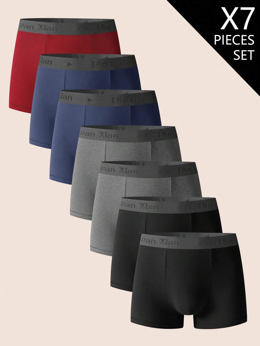 7条装 男士字母腰带休闲舒适平角内裤 - 彩色 - 查看 1
