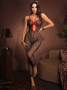 SHEIN 2pcs Women's Sexy Bodystocking Lingerie Set