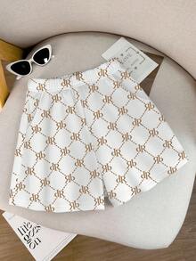 Resyla Women's Letter Print Elastic Waist Pockets Loose Casual Shorts - Black - View 1