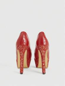 CUCCOO LuxiPop Women's Fashionable & Elegant Commute/Party Sequin Decor Waterproof Platform Pumps Valentine's Day