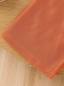 SHEIN 女童两件套度假夏季沙滩装，包括无袖上衣和宽松弹力腰阔腿裤，适合假日旅行 - 橘色 - 查看 8