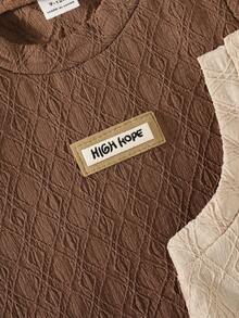 SHEIN 2件套男婴夏季时尚新款透气网眼镂空设计无袖背心套装 - 棕色 - 查看 4