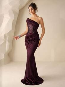 Coutiva Damklänning med paljetter och sjöjungfrumönster - Bourgogne - Visa 6